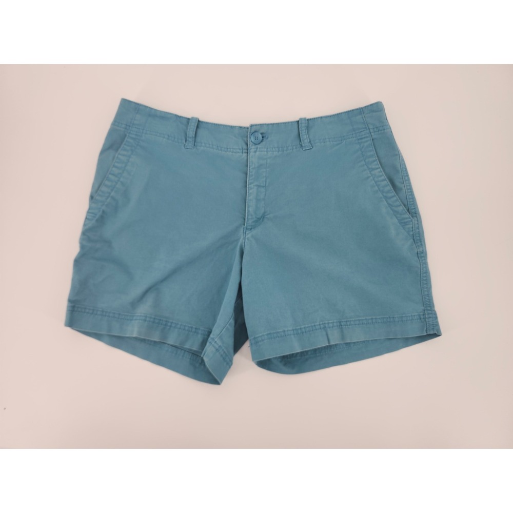 Eddie Bauer Heritage Wash Chino Shorts Womens 12 Teal Blue Cotton Blend 5 Inseam